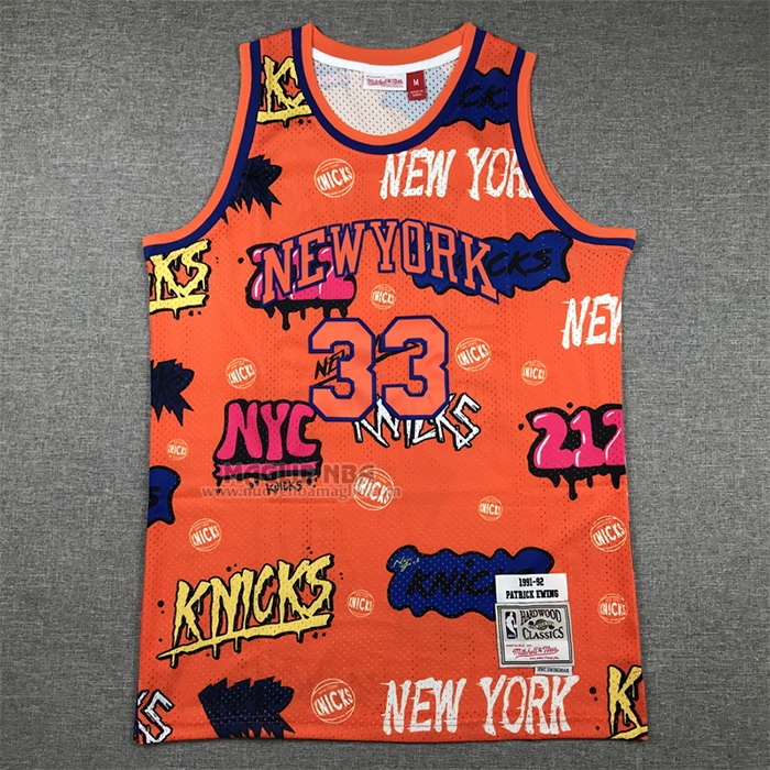 Maglia
 Patrick Ewing NO 33 New York Knicks Mitchell & Ness Slap Sticker 1991-92 Arancione

